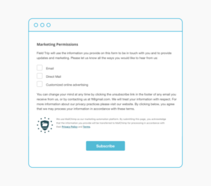 Mailchimp GDPR sign up form example